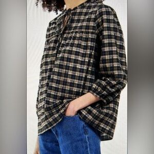 Barbour Black and Tan Plaid Women's Top